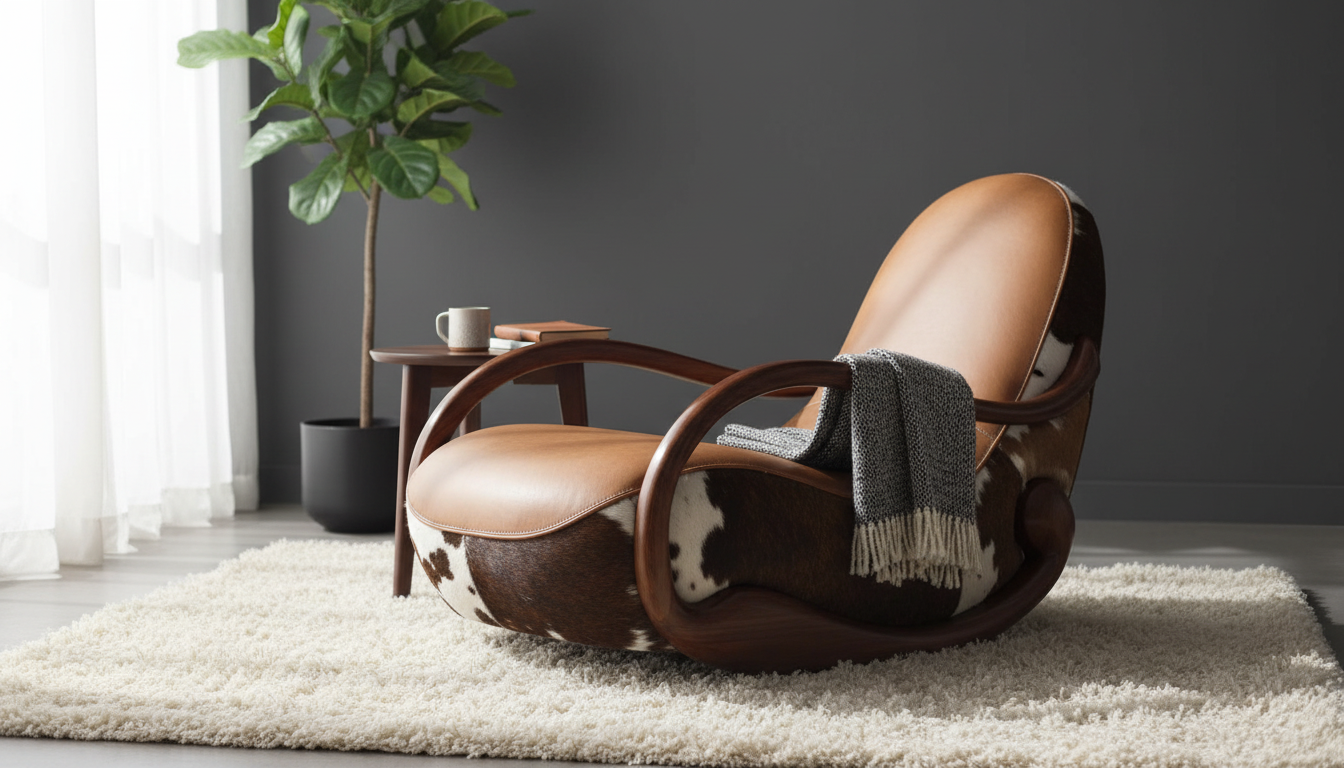 Ebony Leather Rocking Chair for Quiet, Modern Comfort