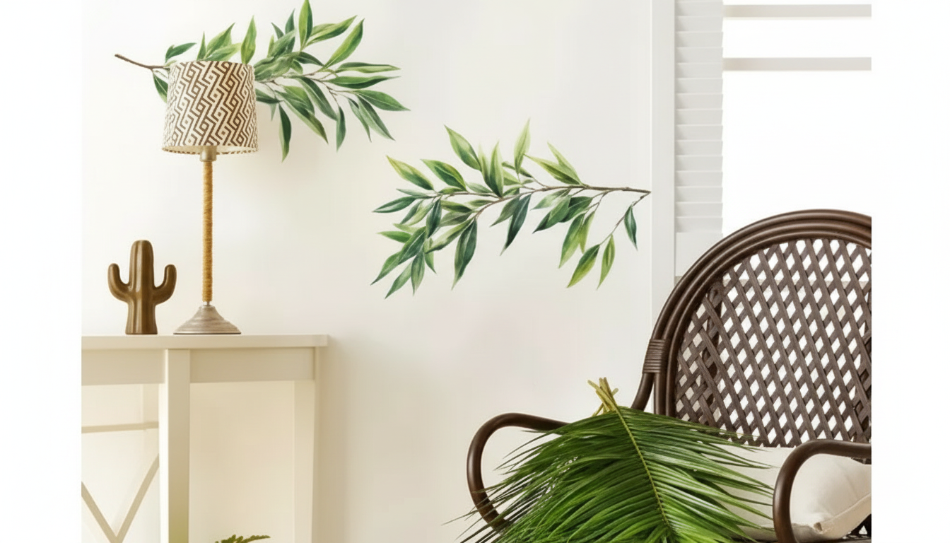 Green Bamboo Wall Decals: Removable PVC Nature Stickers