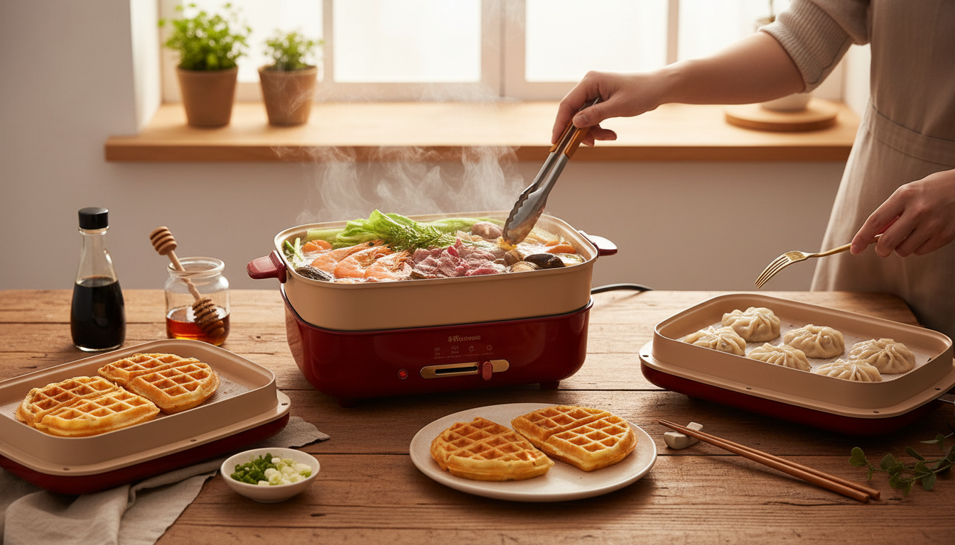One Appliance for Waffles, Hot Pot & Steaming