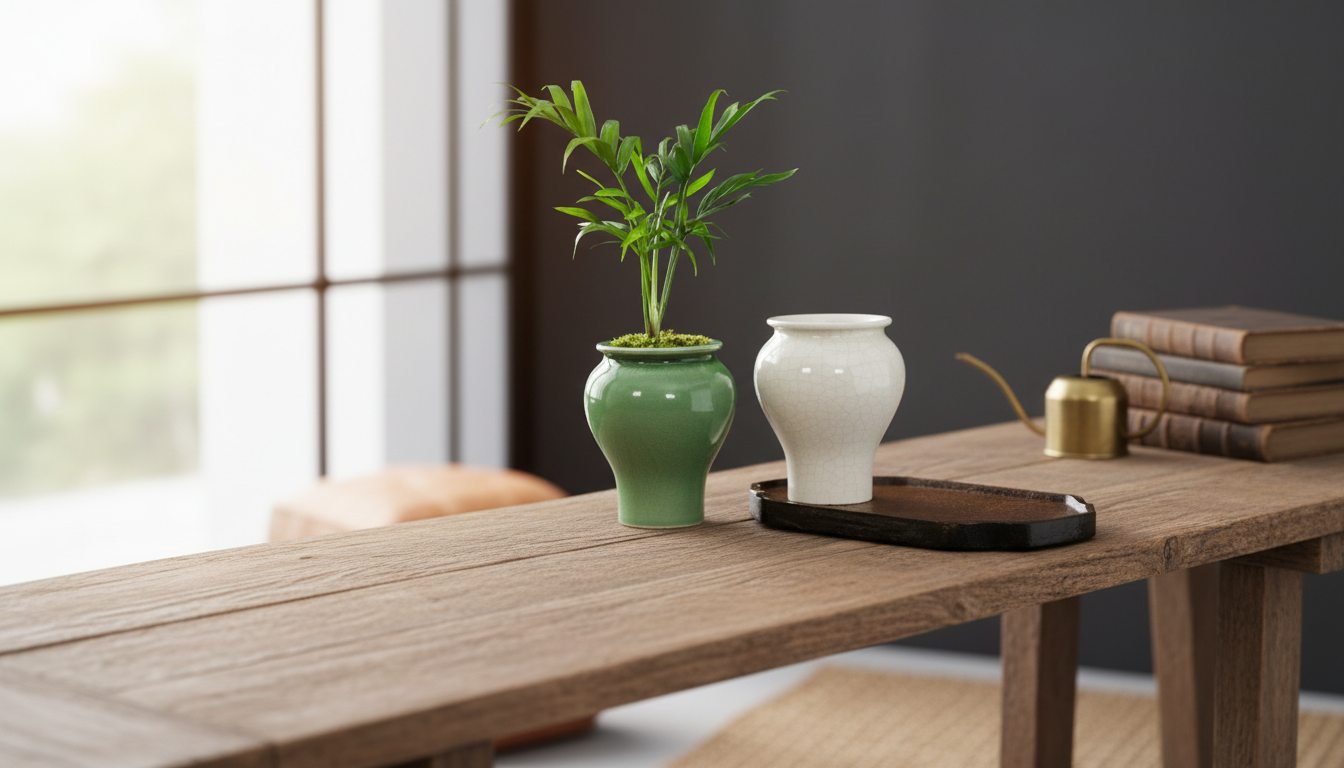 Retro Ice-Crack Ceramic Planter: Crackle-Glaze Style