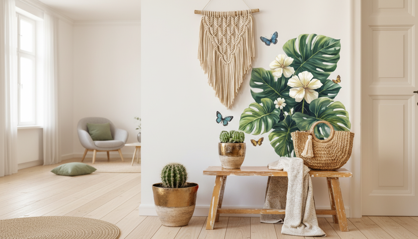 Tropical Turtle Leaf Wall Stickers for Rentals & Rooms