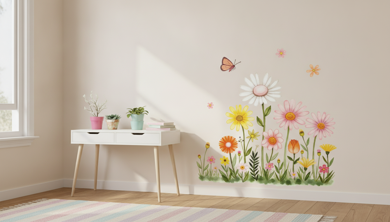 Watercolor Butterfly & Floral Wall Stickers for Kids’ Rooms